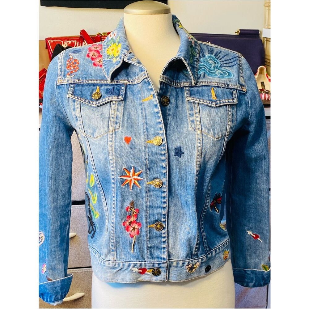 Gucci California Embroidered GG Denim Jacket Size Small - Picture 7 of 17
